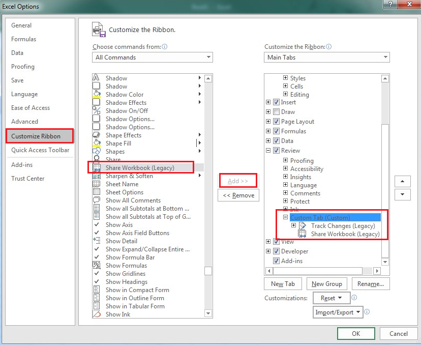 excel 2016 quick access toolbar close command