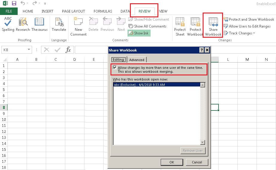 track changes in excel for mac